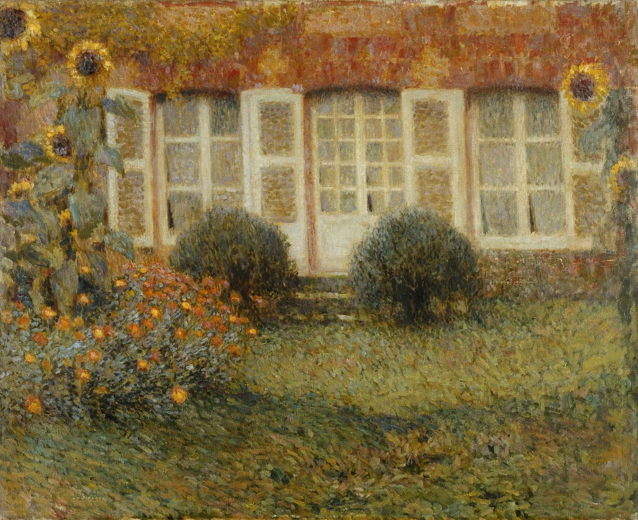 Henri Le Sidaner - Casa padiglione con girasoli